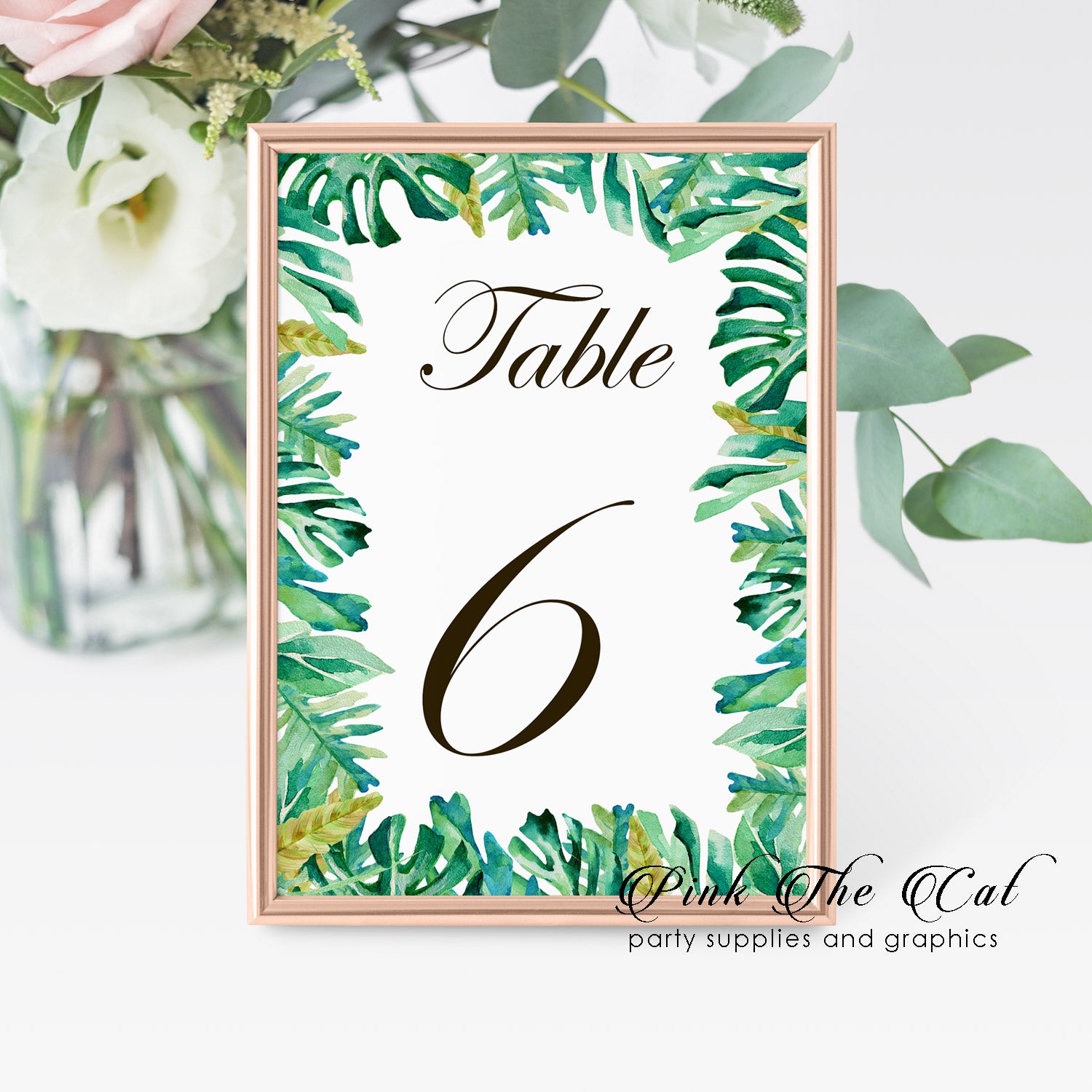 12 Table number cards botanical tropical