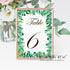 12 Table number cards botanical tropical