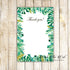 Botanical Tropical Leaves Watercolor Blank Thank You Card Printable