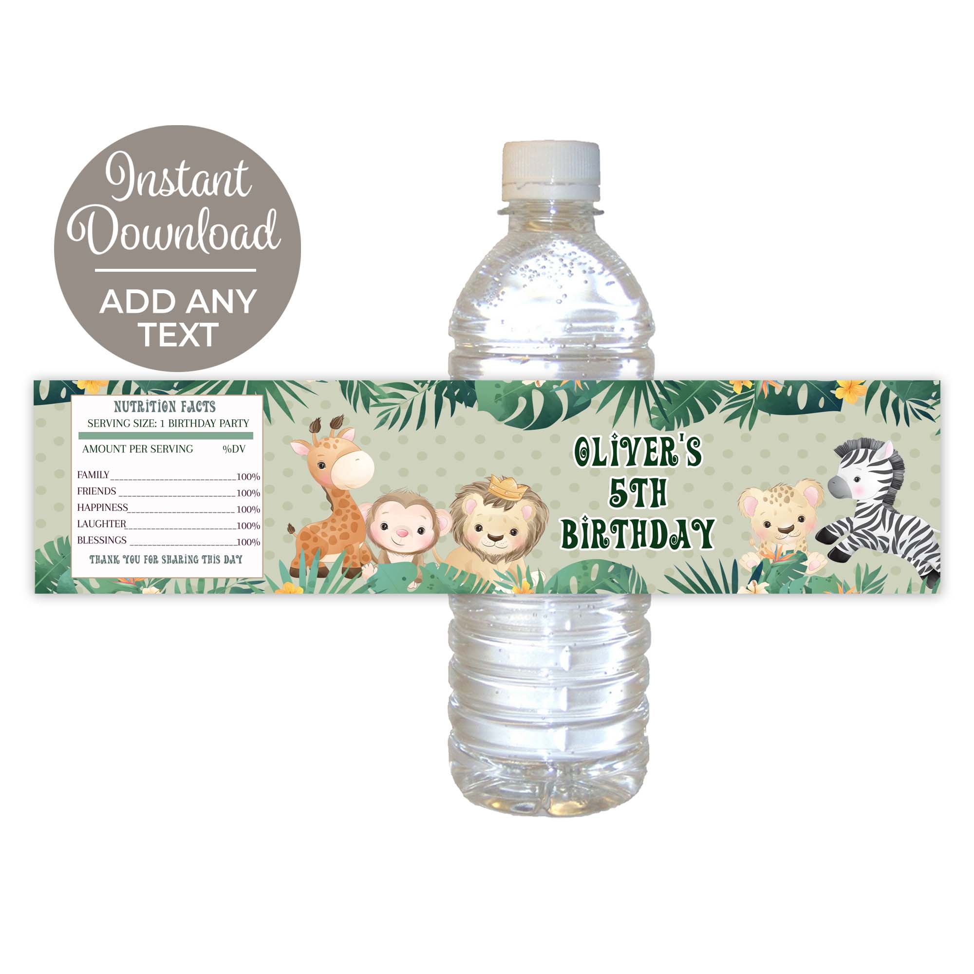 Jungle Bottle Label Green Brown