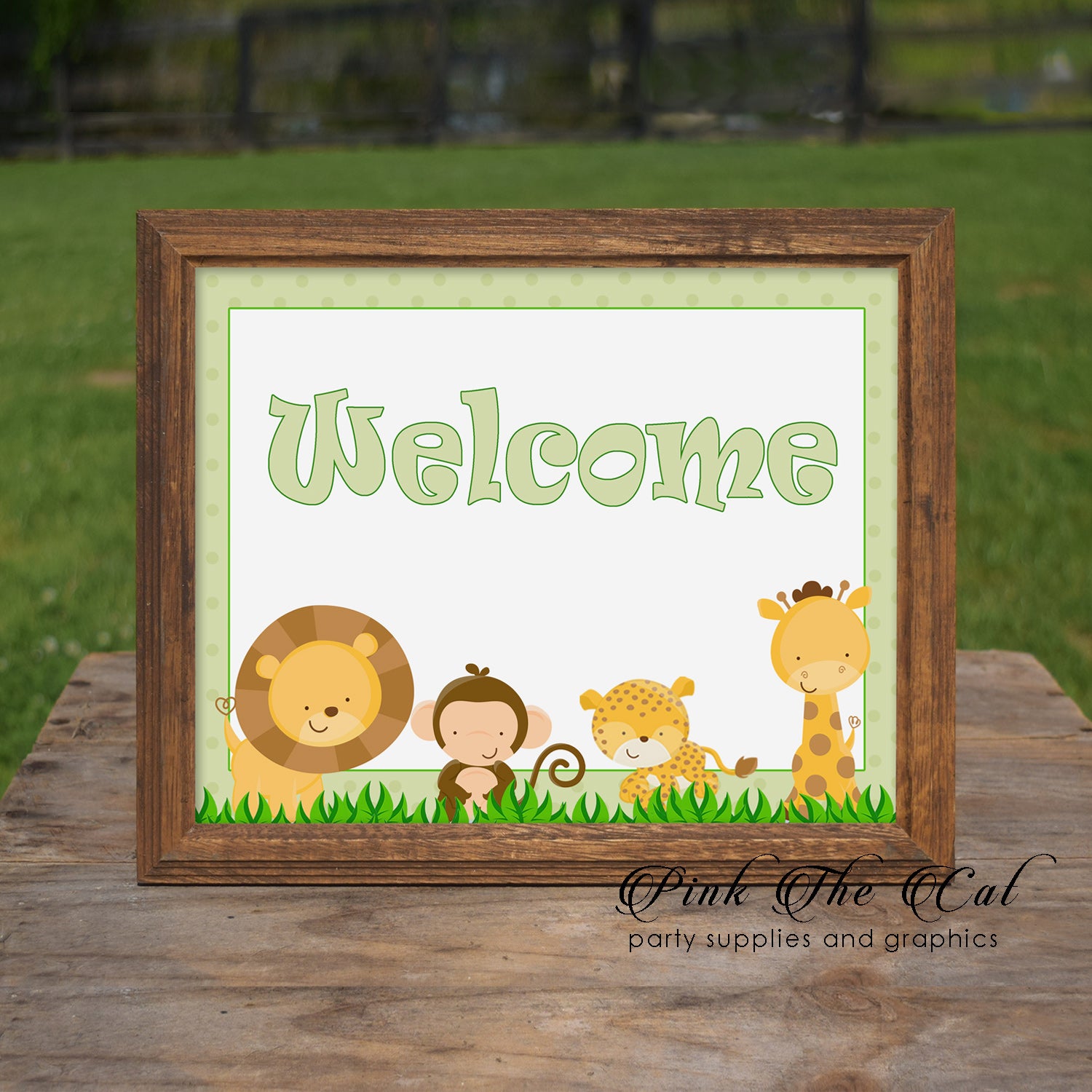 Jungle Welcome Sign Birthday Baby Shower Green Printable