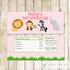 50 Candy Bar Wrappers Jungle Pink Birthday Baby Shower