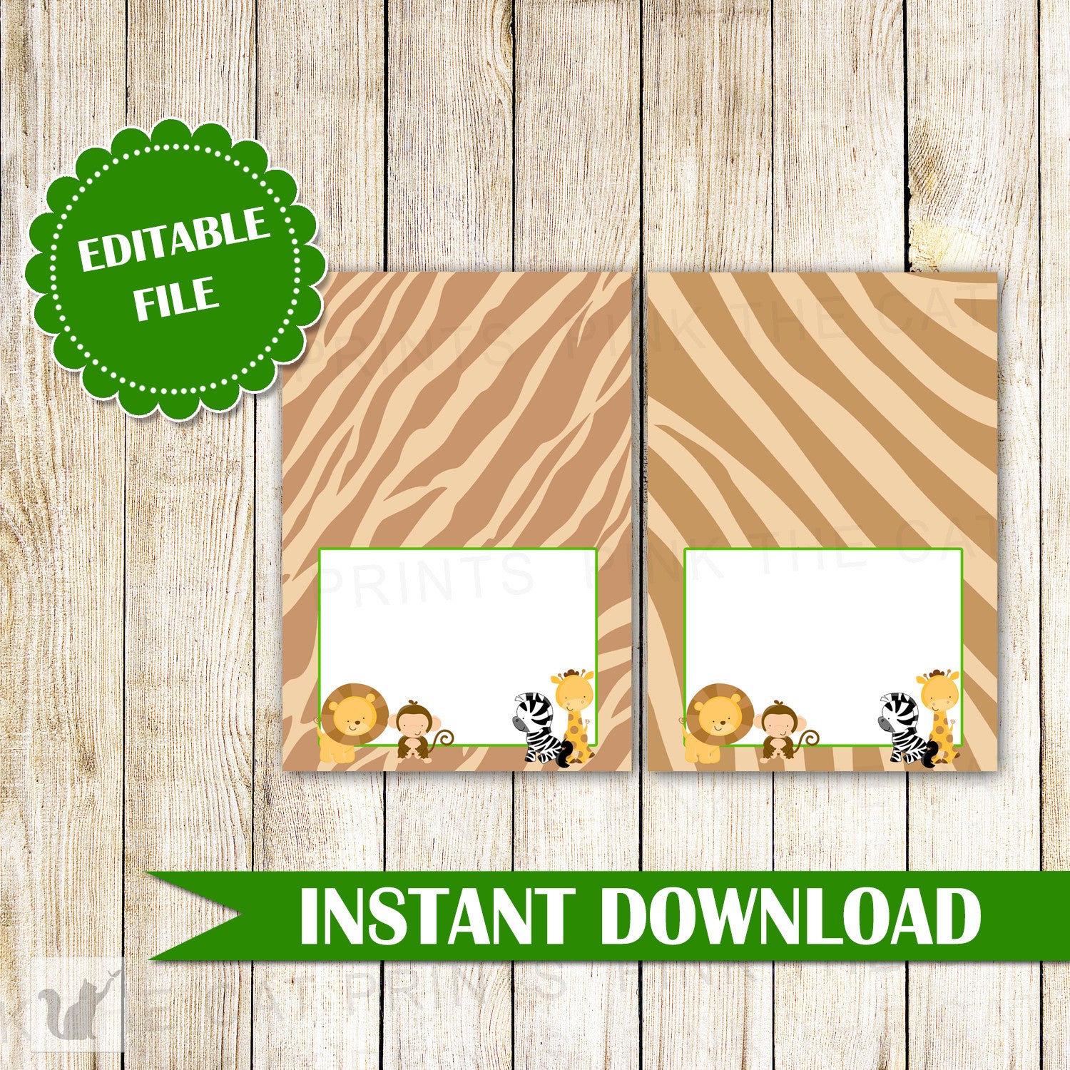 Jungle Buffet Food Label Placement Card Kids Birthday Baby Shower 2