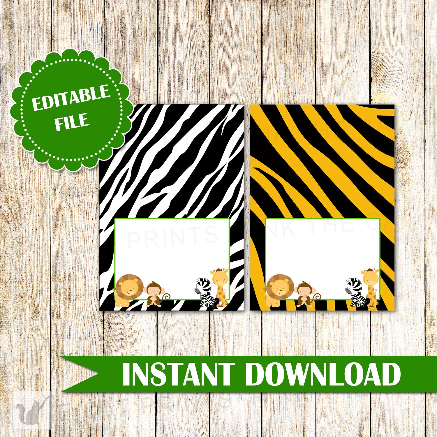 Jungle Buffet Food Label Placement Card Kids Birthday Baby Shower 3