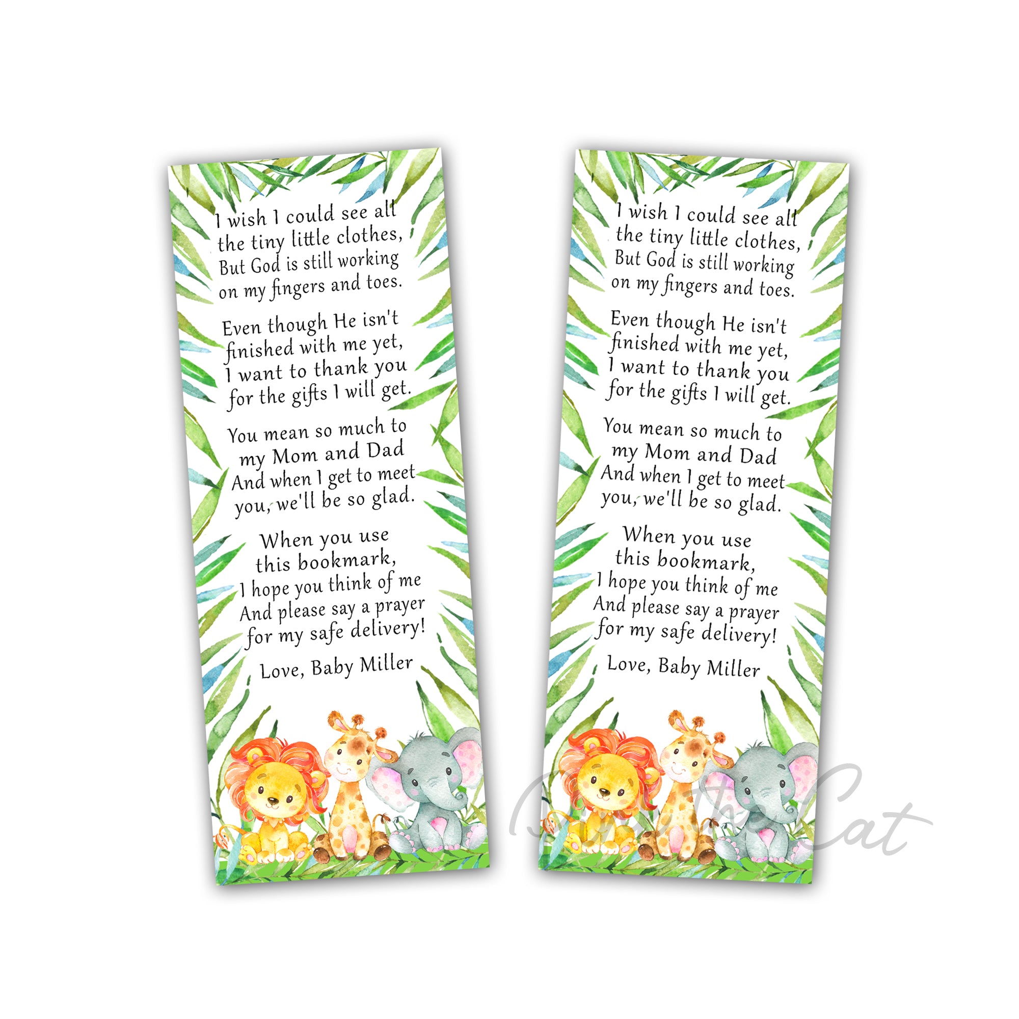 Jungle watercolor bookmarks
