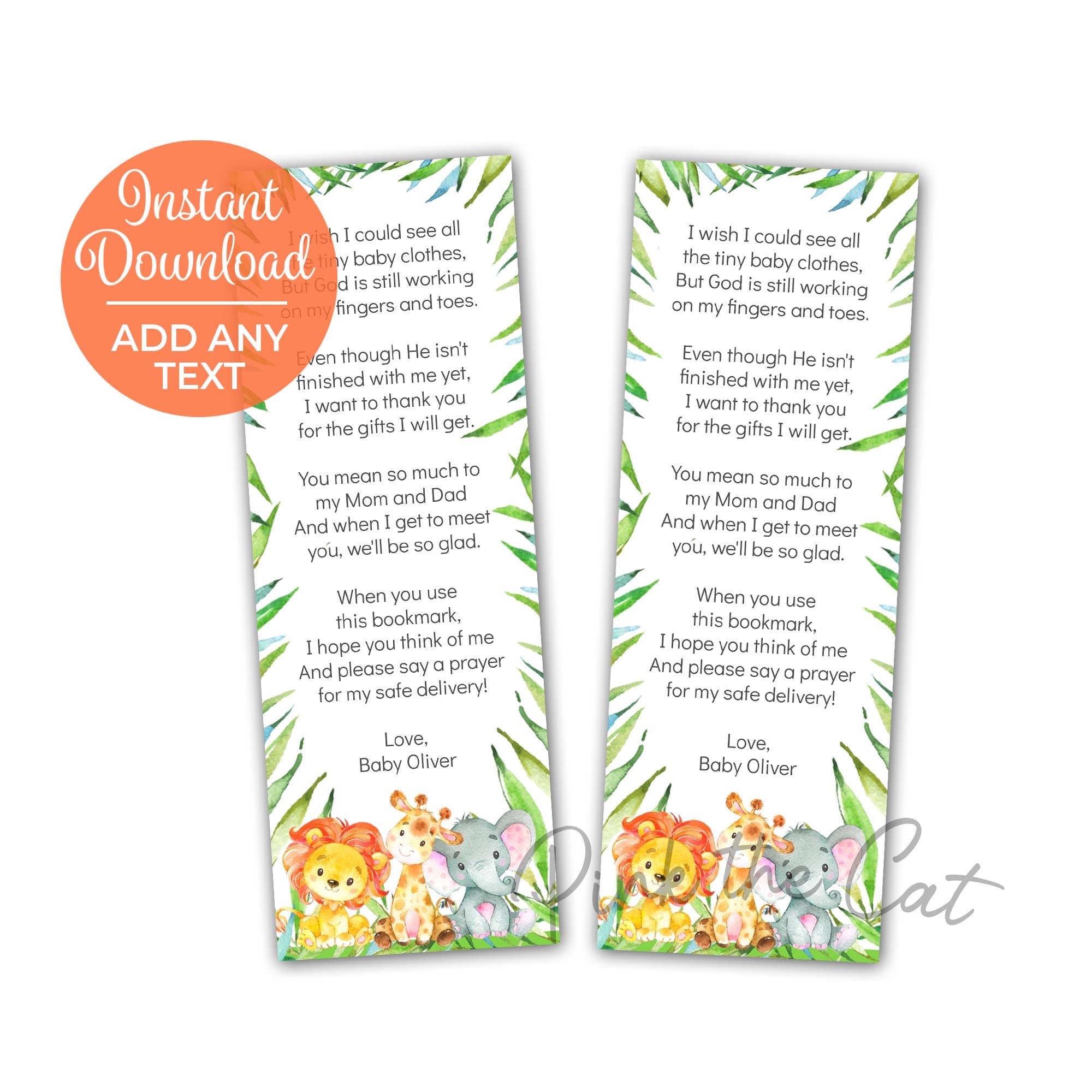Jungle animals bookmarks watercolor