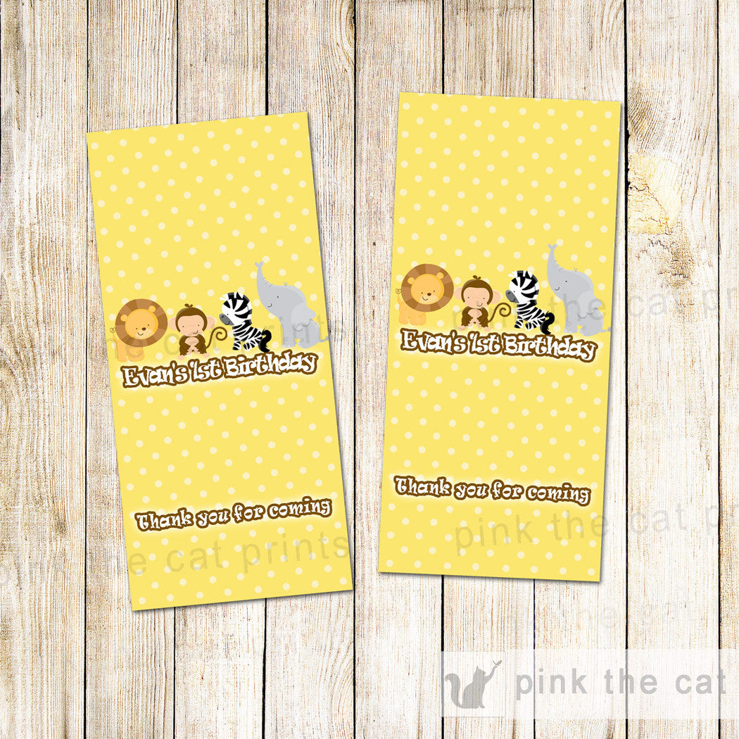 yellow jungle mini candy label