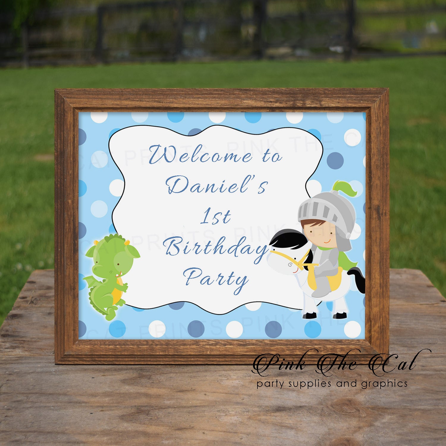 Knight Dragon Welcome Sign Birthday Baby Shower Printed