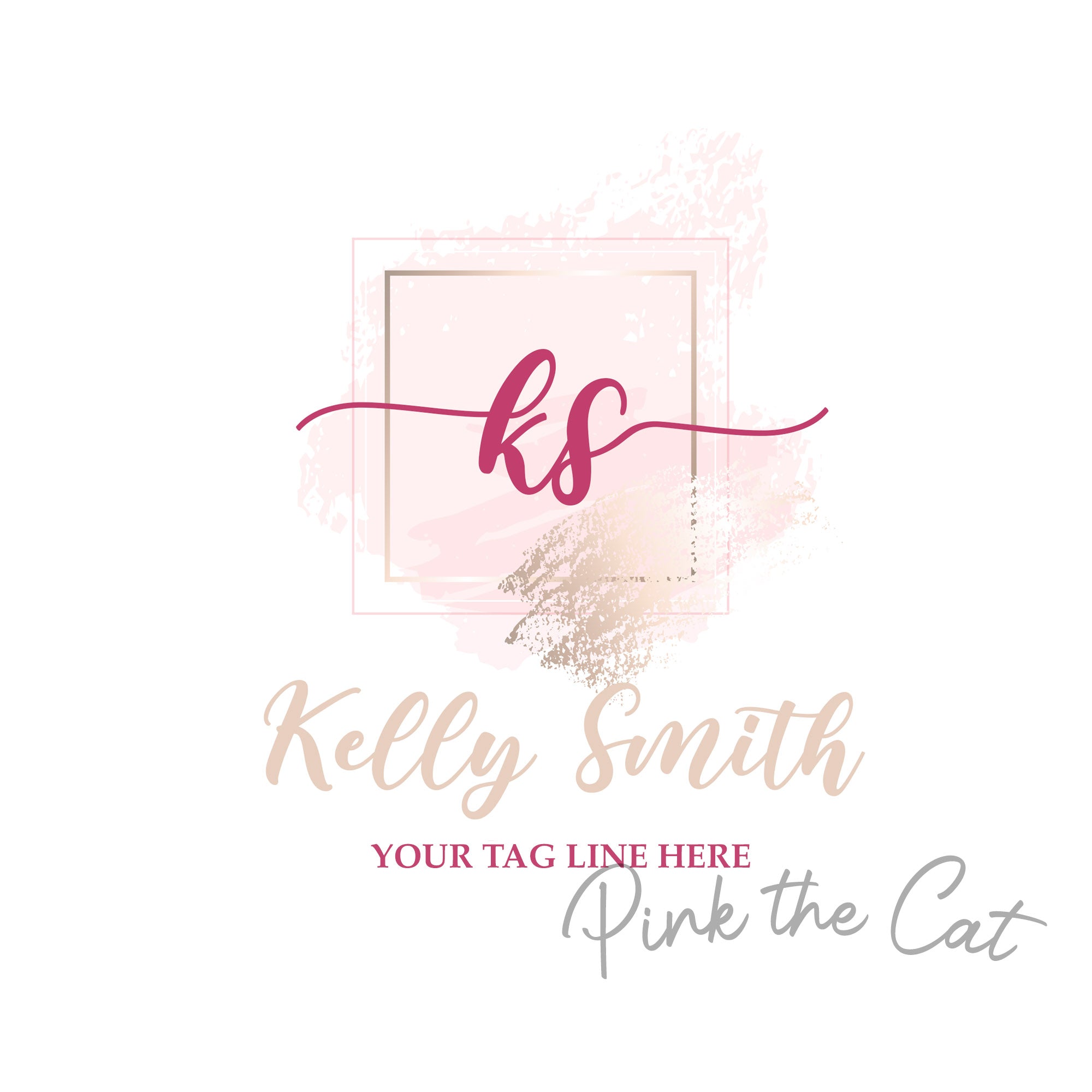 Premade logo signature pink watercolor
