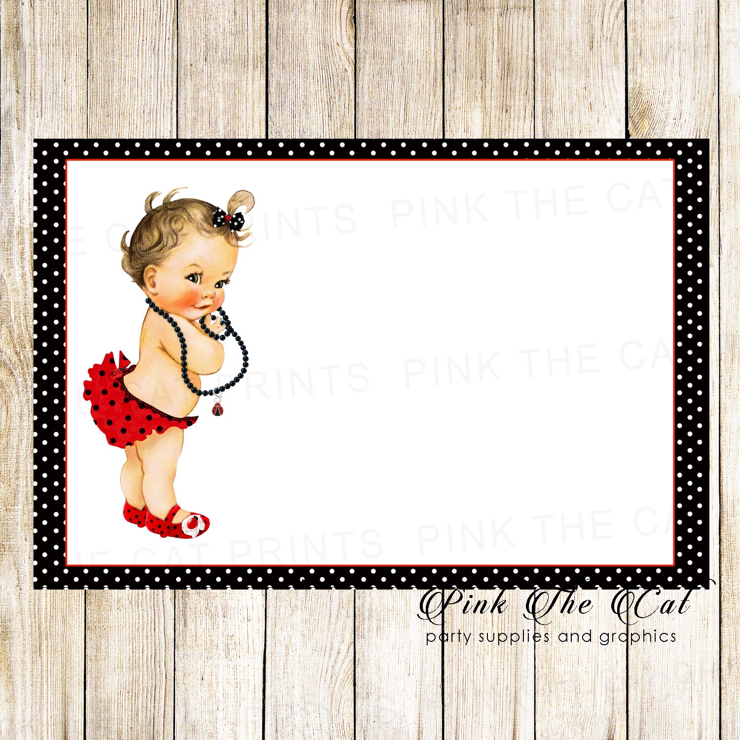 30 ladybug vintage baby invitation thank you card blank