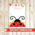 Ladybug Blank Thank You Card Note Gold