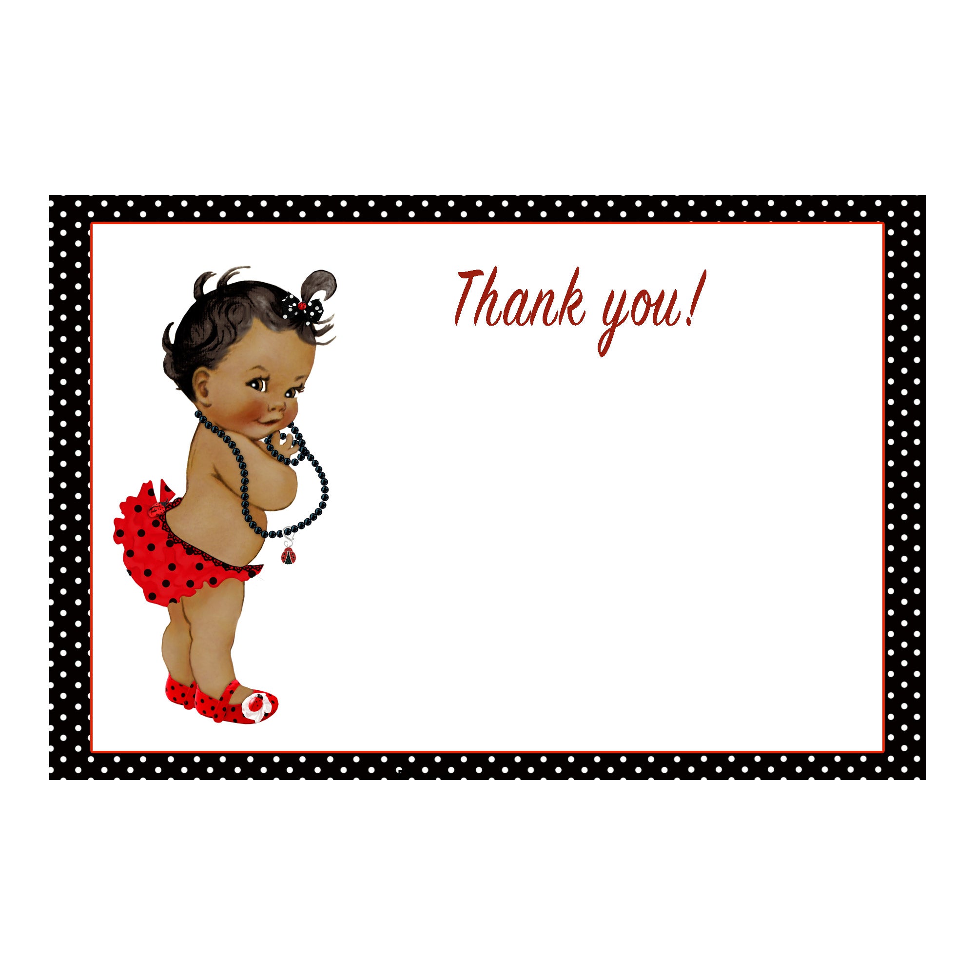 30 thank you cards blank vintage baby ladybug 2 + envelopes