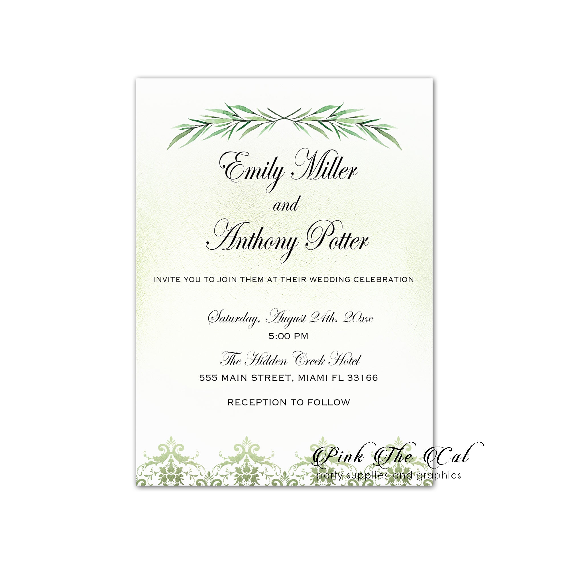 Printable 4x6 Invitations Peach Modern Wedding Invitation Template