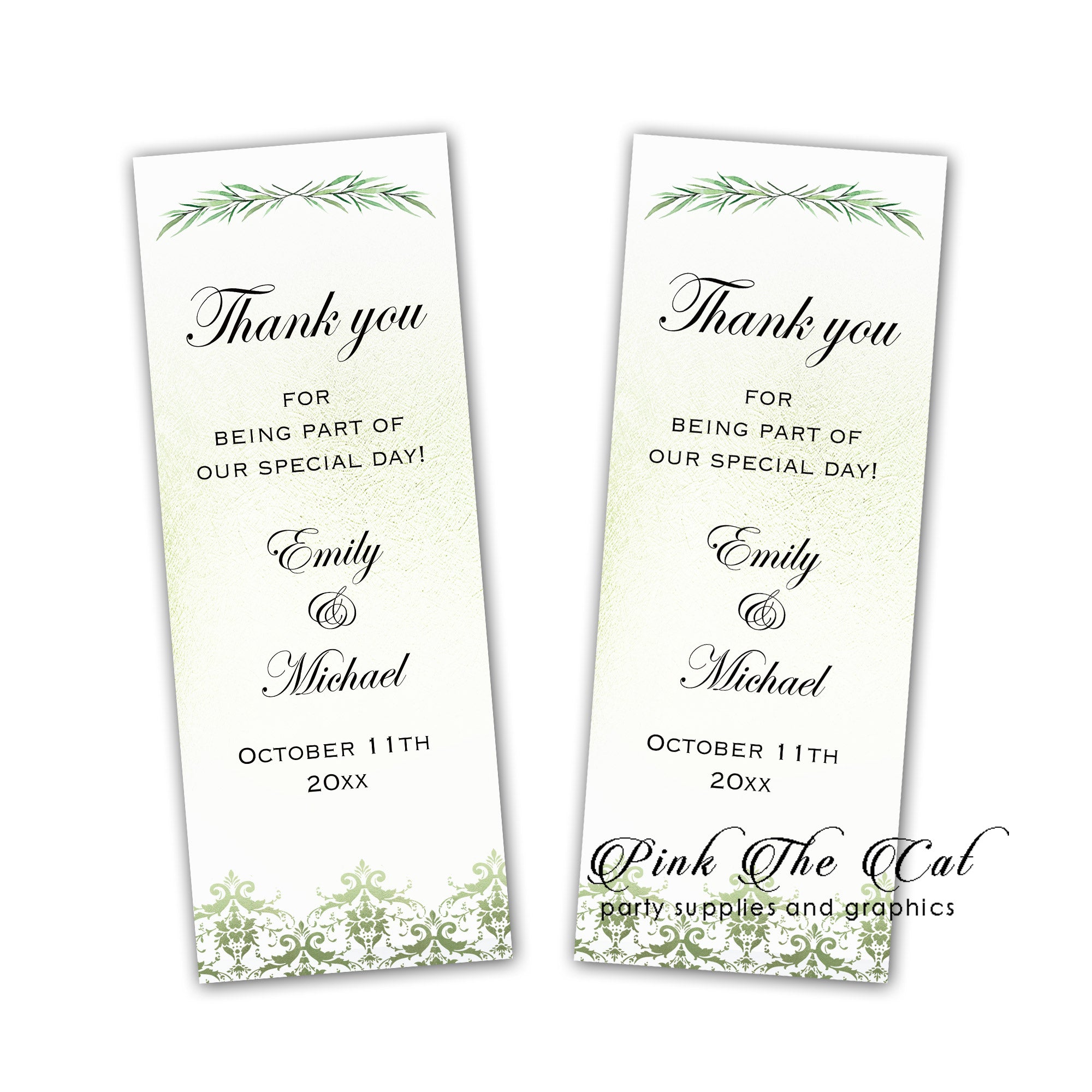 25 Greenery bookmarks wedding favors personalized