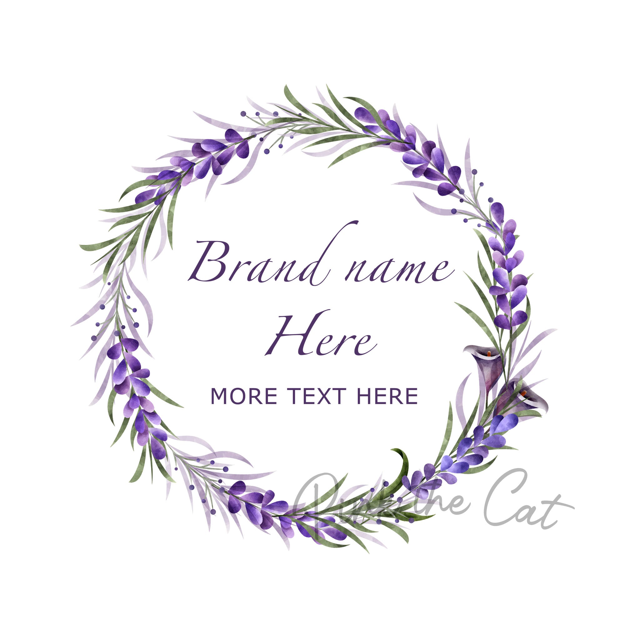 Lavender logo design floral wreath