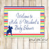 Printed Polo Welcome Sign Baby Boy Shower Birthday Blue Yellow