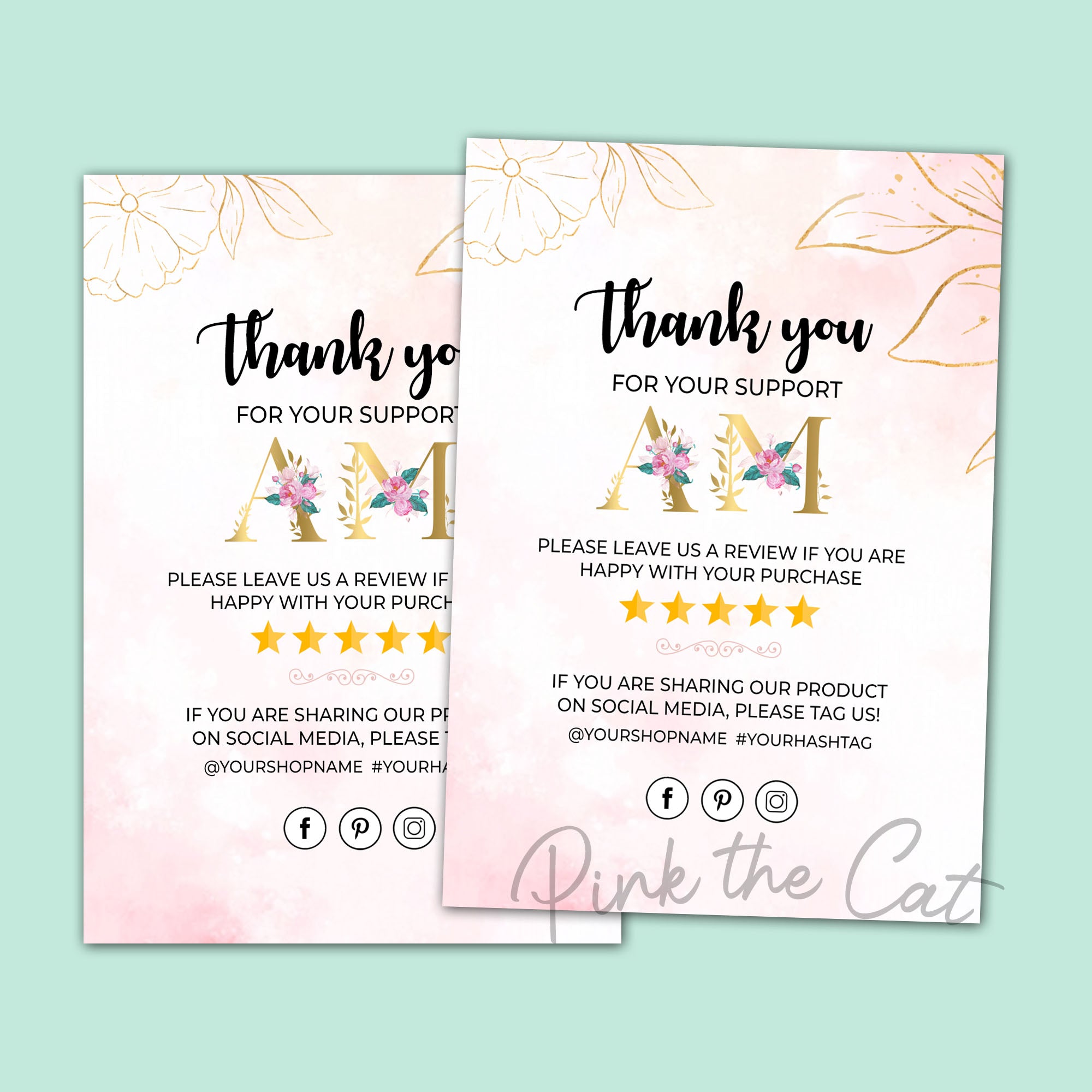 Business thank you card monogram