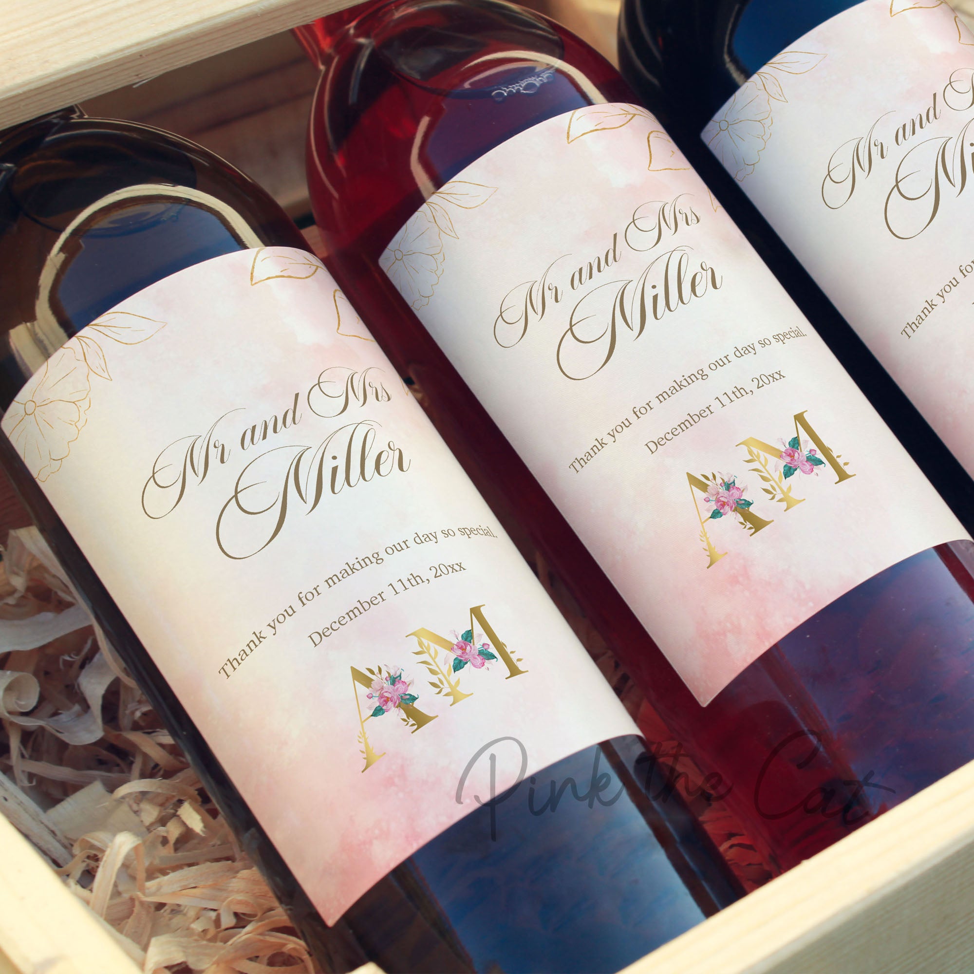 Wine bottle label monogram