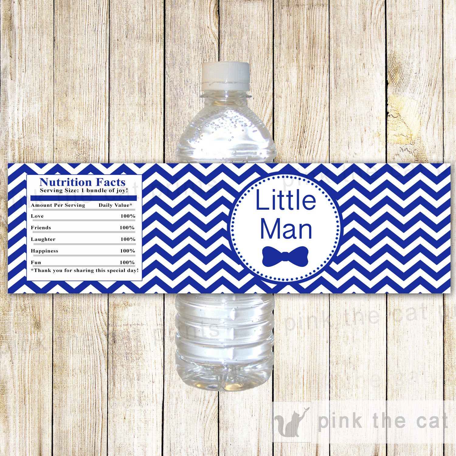 Little Man Royal Blue Bottle Label Printable Instant Download