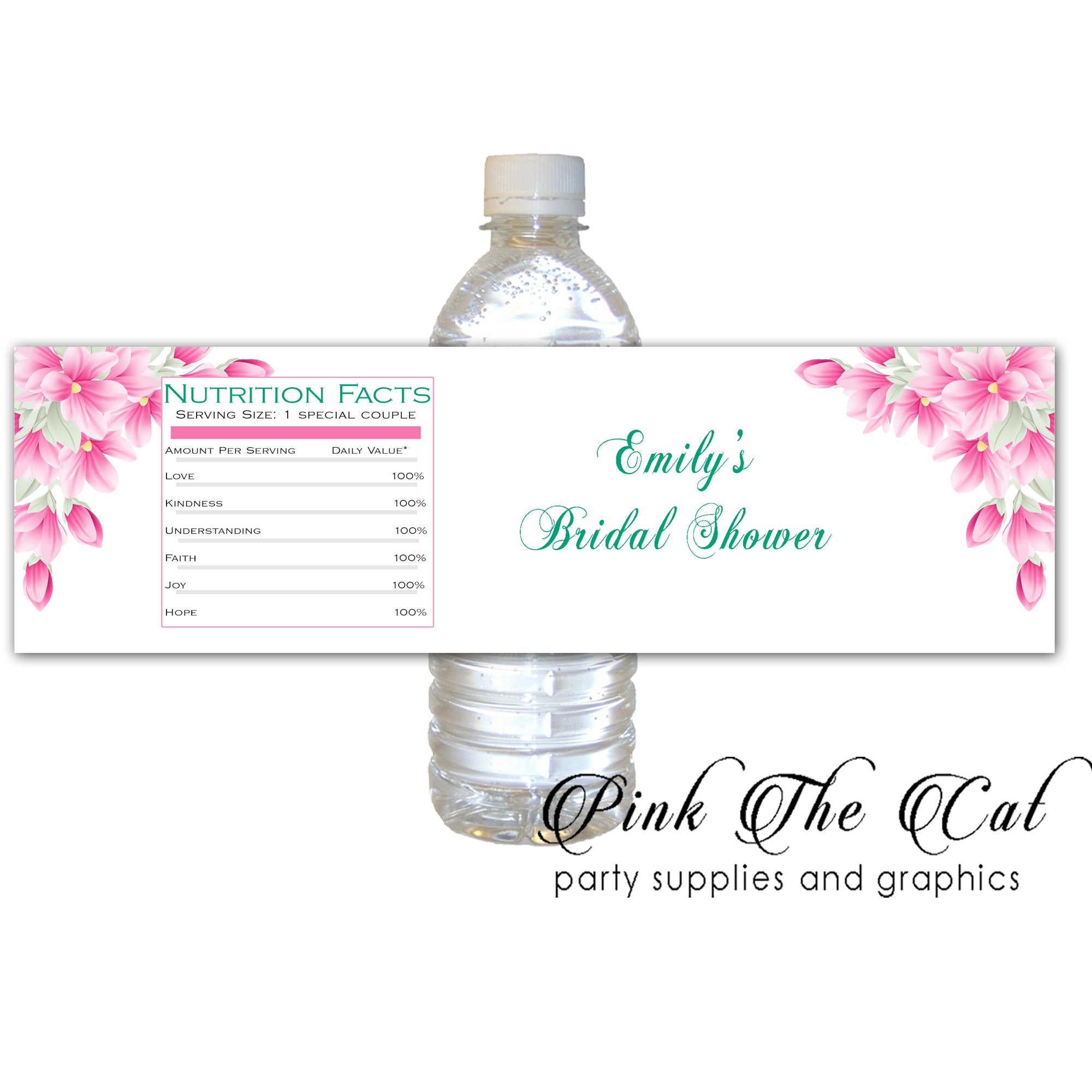 Pink magnolias bottle stickers favor labels personalized printable
