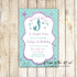 Mermaid girl birthday invitation purple teal glitter printable