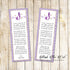Bookmarks mermaid baby shower favor purple gold printable