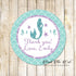 40 Mermaid Label Stickers Birthday Baby Shower Purple Teal