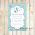 Save the date cards mermaid baby shower teal purple printable
