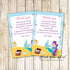 Mermaid thank you card girl birthday baby shower printable