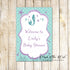 Mermaid welcome sign birthday baby shower teal purple printable