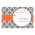Wedding invitations orange black damask & RSVP card printable