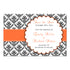 Save the date cards orange ribbon black damask printable
