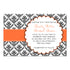 wedding invitations orange ribbon black damask printable