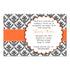 Wedding invitations orange ribbon black damask printable