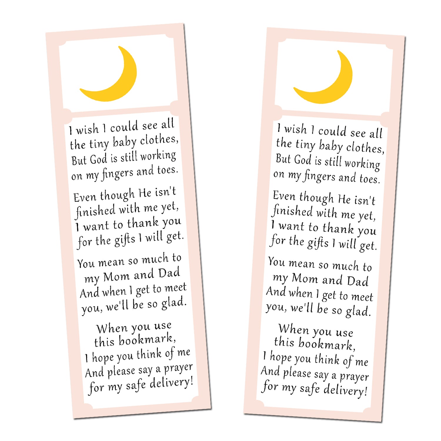 50 bookmarks moon baby shower blush pink gold