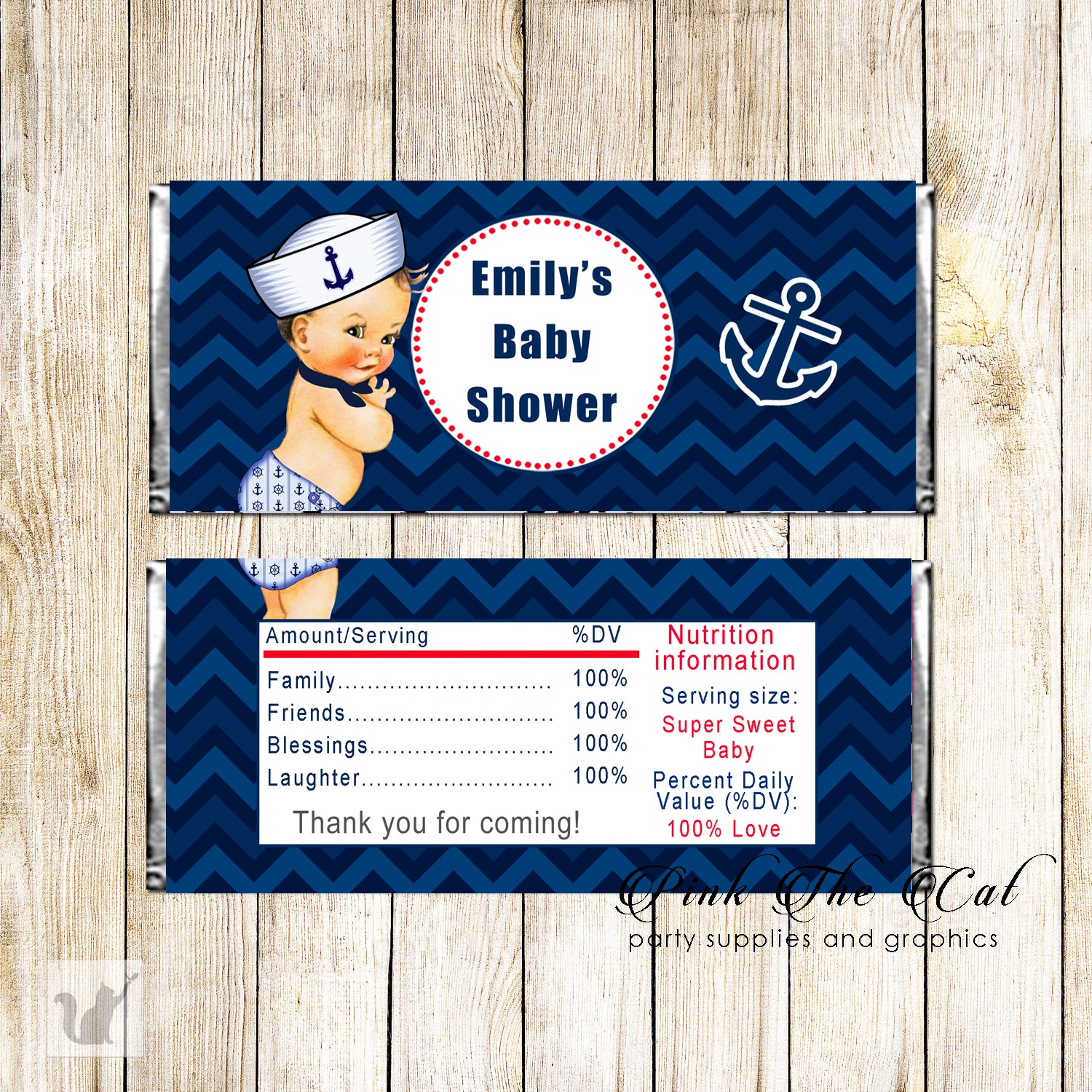 30 candy labels nautical vintage baby shower