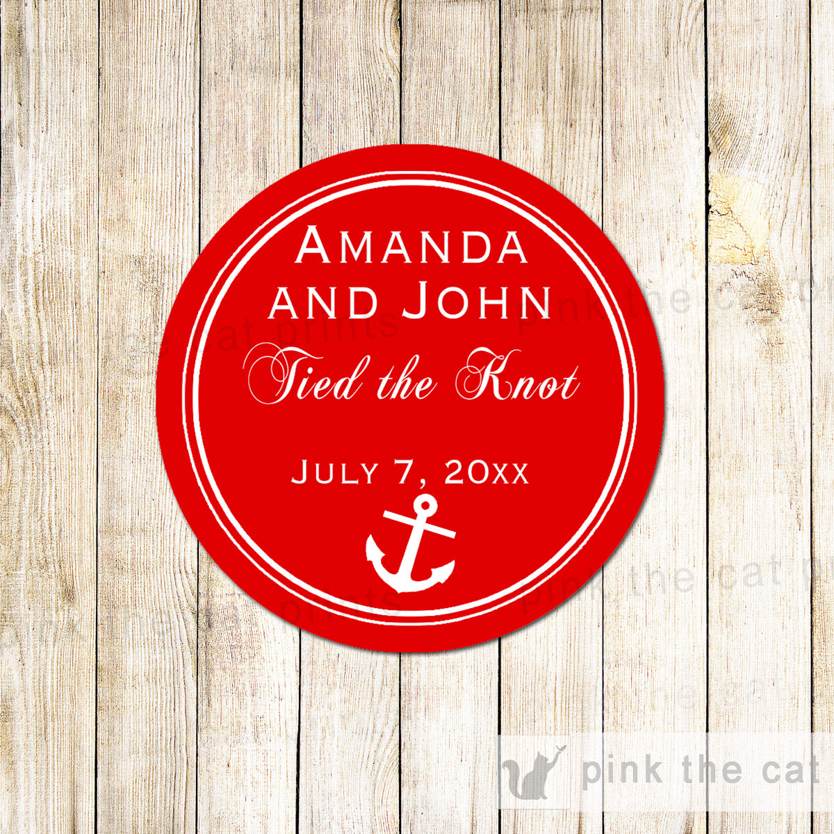 Nautical Stickers Favor Label Nautical Red White Wedding