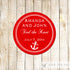 Nautical Gift Favor Tag Sticker Red White Anchor Wedding