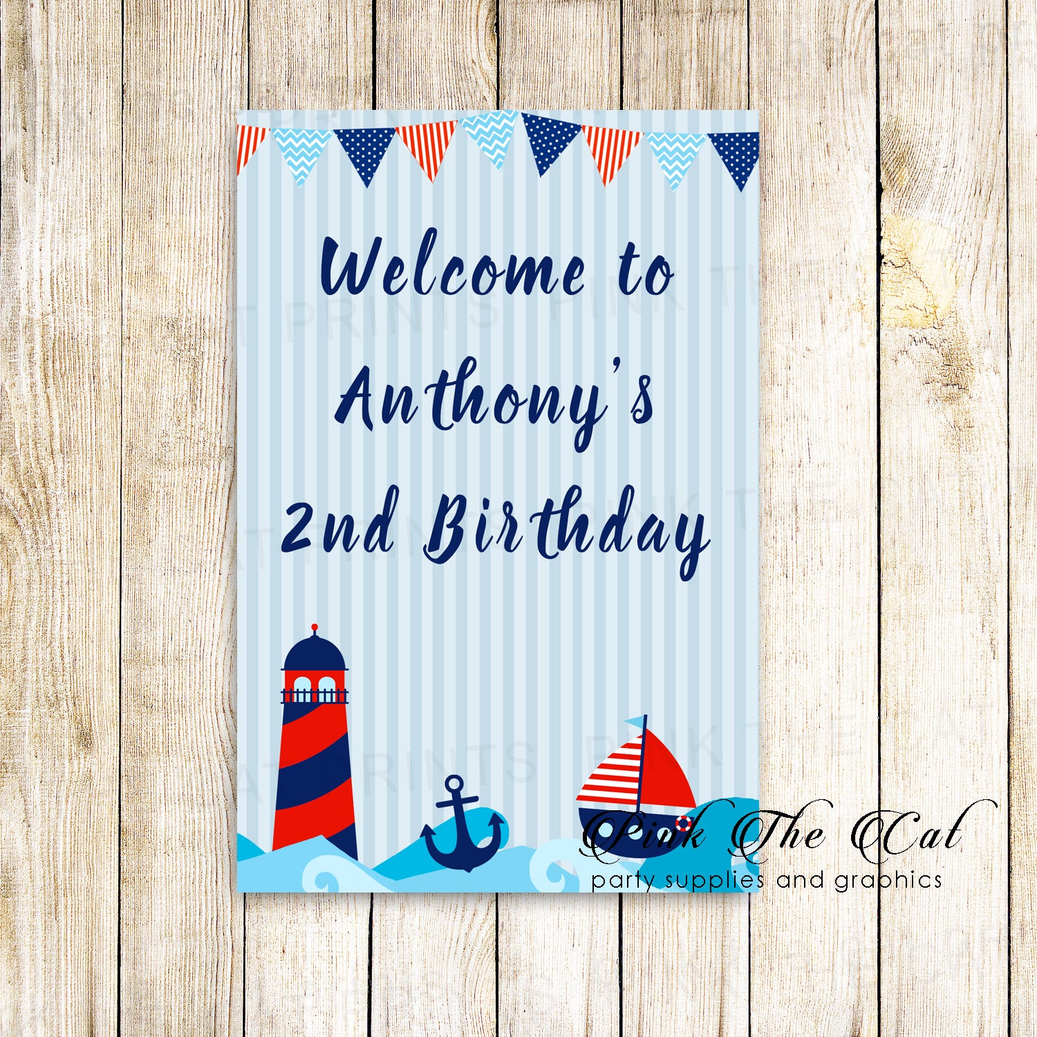 Nautical welcome sign birthday baby shower printable