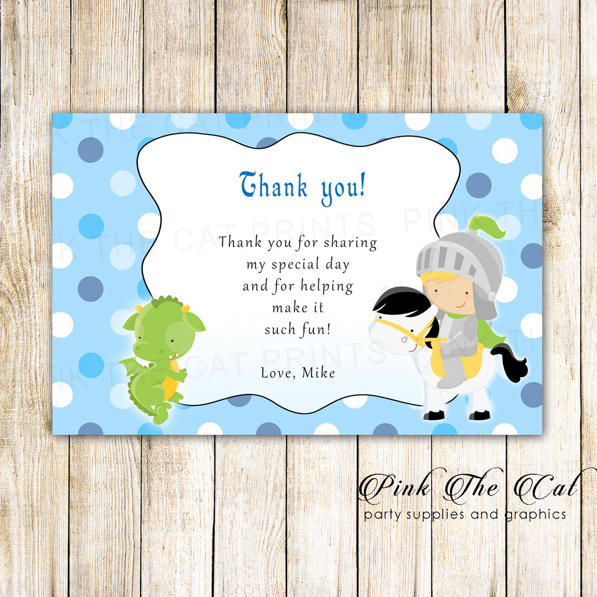 30 Thank You Cards Knight Dragon Baby Shower Birthday