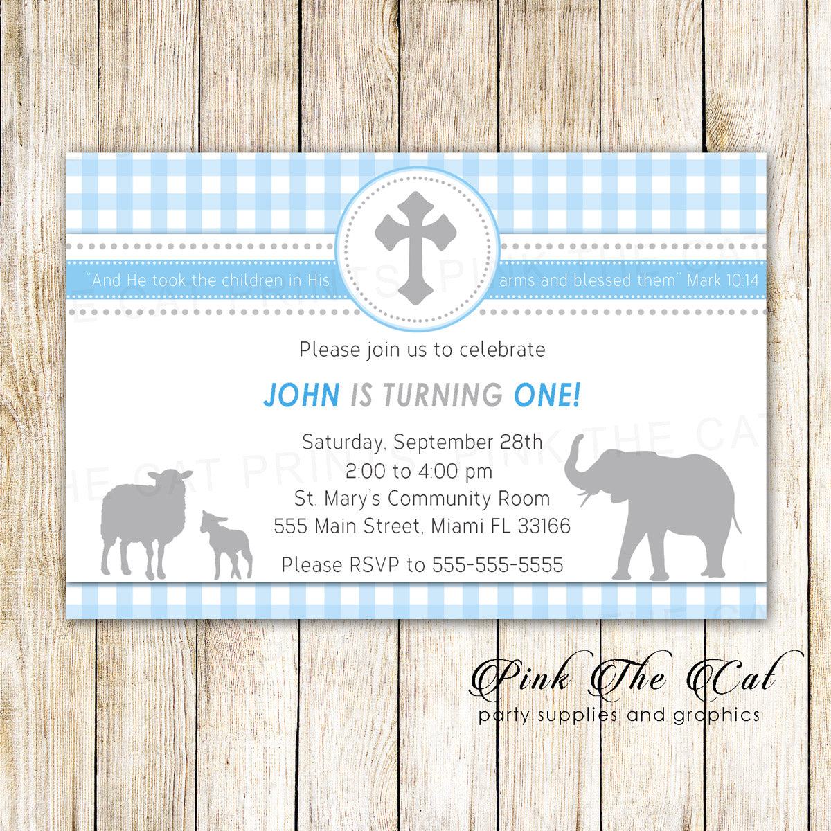 Birthday and Baptism Noa's Arc Invitation Boy Printable