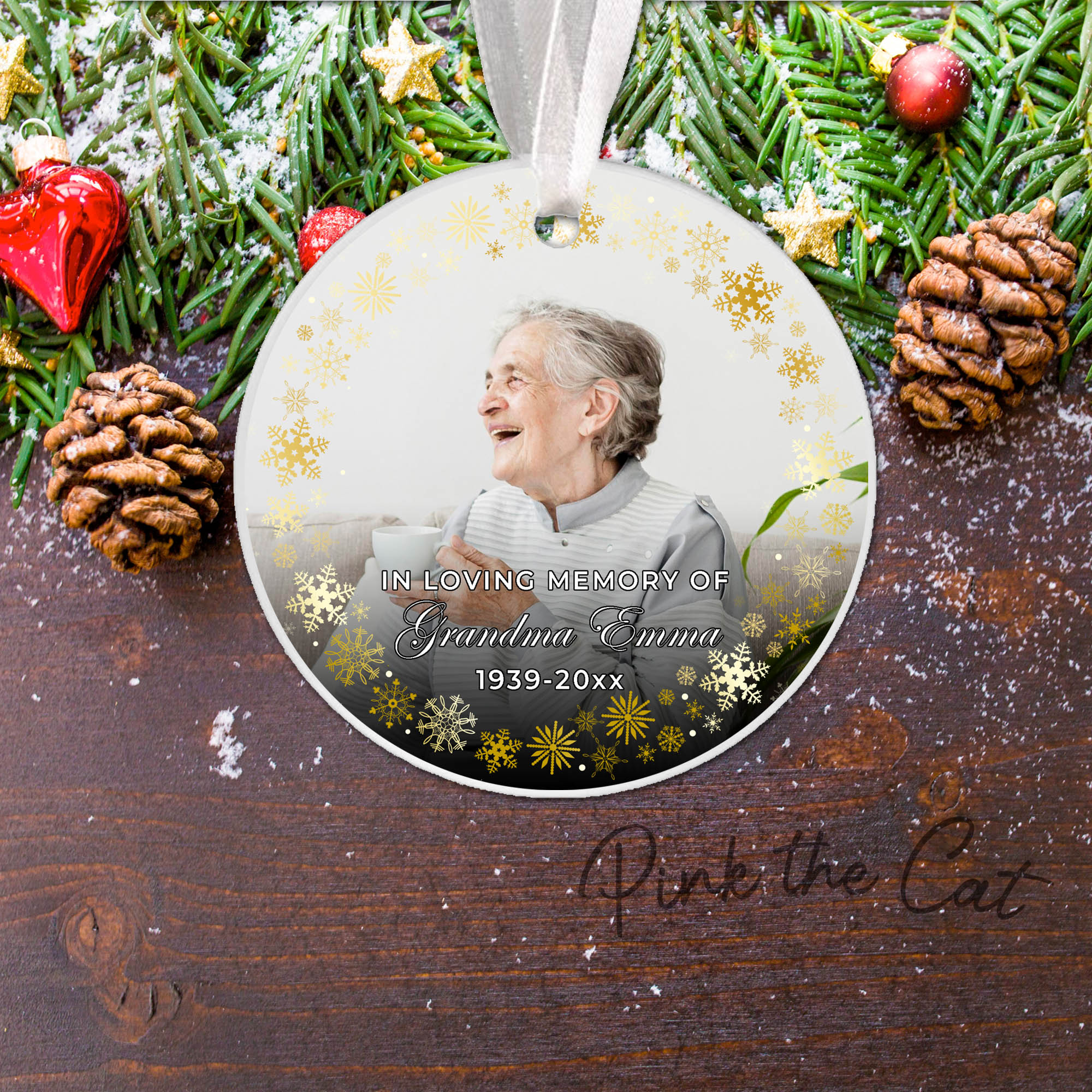 Christmas ornament memorial photo grandpa grandma