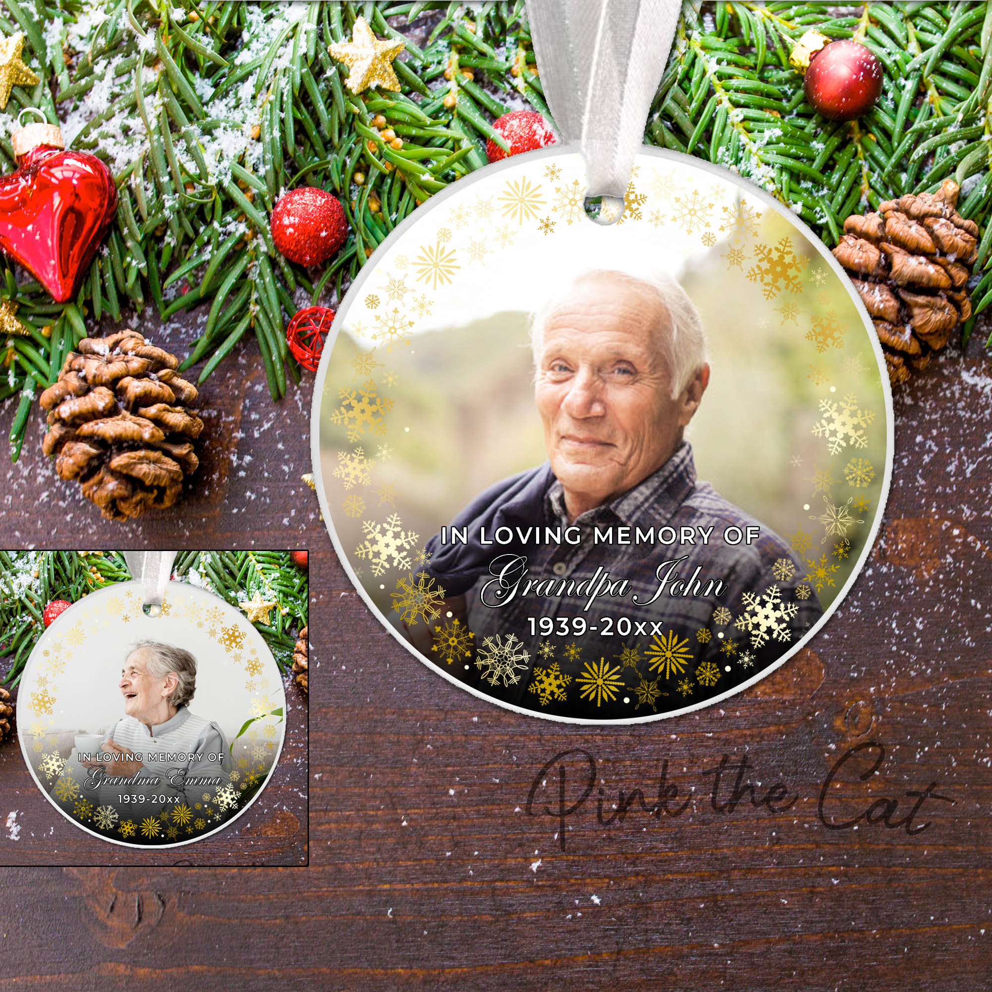 Christmas ornament memorial photo grandpa grandma