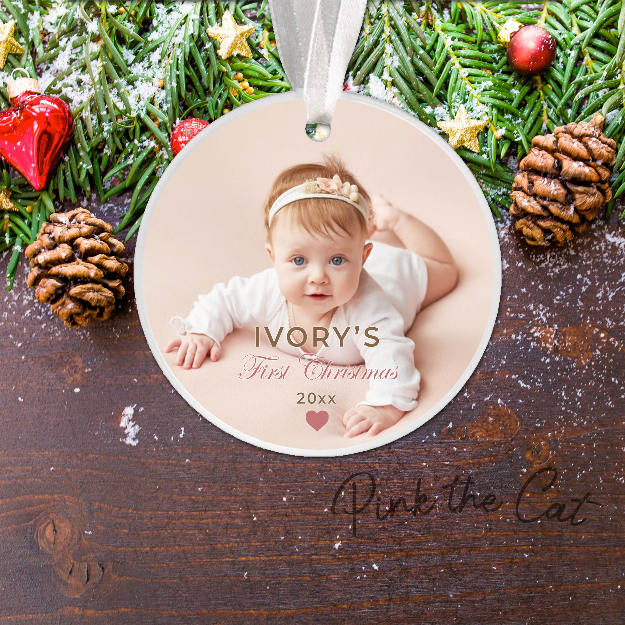 Personalized Christmas ornament with girl photo