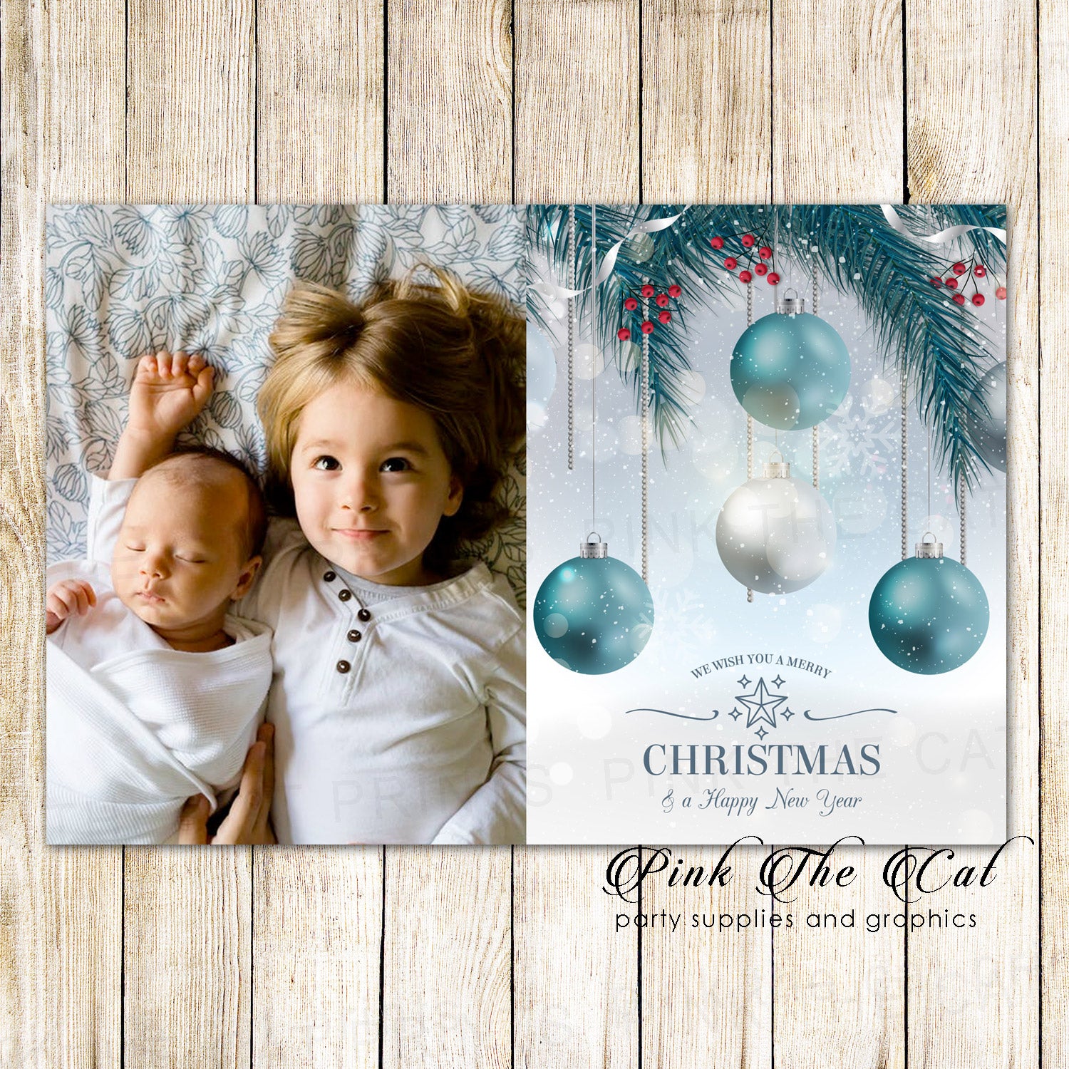Holiday christmas greeting cards ornaments photo printable