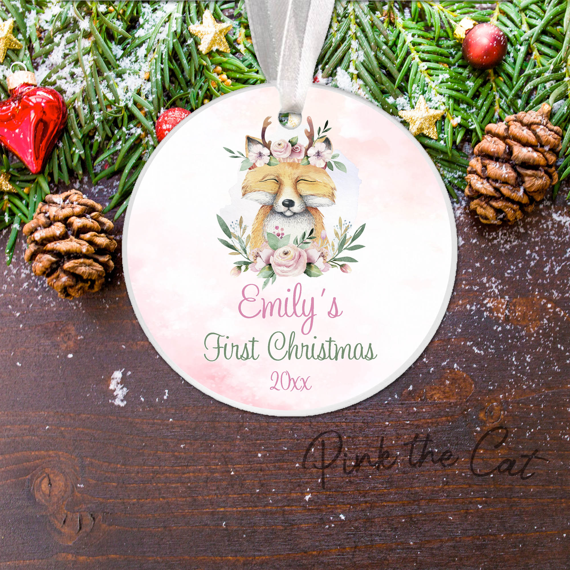 Christmas tree fox boho ornament