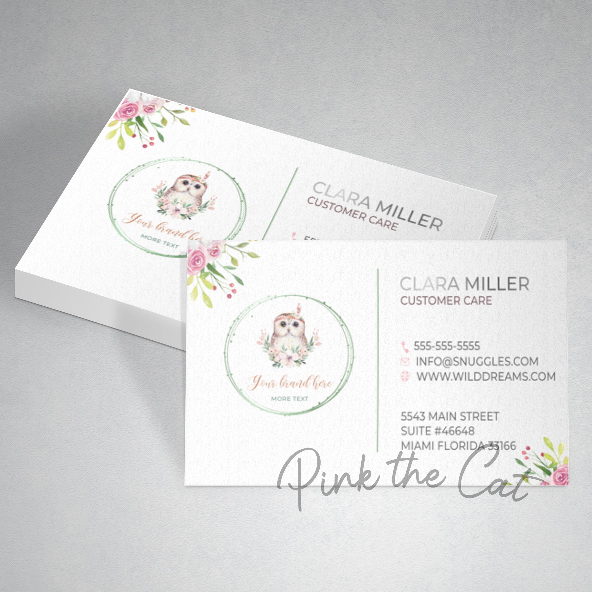 Premade owl business card