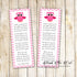 Pink owl bookmarks baby shower favors name personalized printable