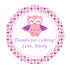 70 stickers owl purple pink personalized favor labels birthday baby shower