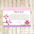 Owl Thank You Card Note Girl Birthday Baby Shower Purple Pink